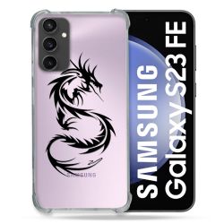 Coque Renforcée En Verre Trempé Transparent PourSamsung Galaxy S23 FE Dragon Noir