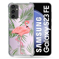 Coque Renforcée En Verre Trempé Transparent PourSamsung Galaxy S23 FE Flamant Rose