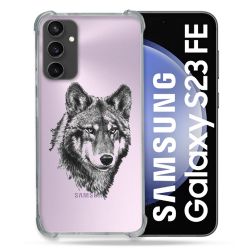 Coque Renforcée En Verre Trempé Transparent PourSamsung Galaxy S23 FE Loup