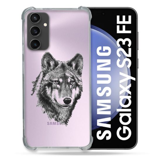 Coque Renforcée En Verre Trempé Transparent PourSamsung Galaxy S23 FE Loup