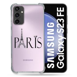 Coque Renforcée En Verre Trempé Transparent PourSamsung Galaxy S23 FE Paris Noir