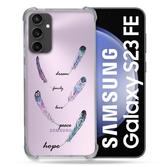 Coque Renforcée En Verre Trempé Transparent PourSamsung Galaxy S23 FE Plume Couleur
