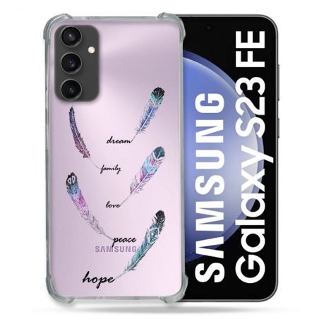 Coque Renforcée En Verre Trempé Transparent PourSamsung Galaxy S23 FE Plume Couleur