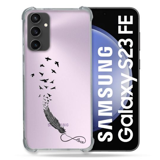 Coque Renforcée En Verre Trempé Transparent PourSamsung Galaxy S23 FE Plume Infini
