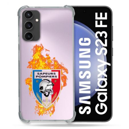 Coque Renforcée En Verre Trempé Transparent PourSamsung Galaxy S23 FE Pompier Feu
