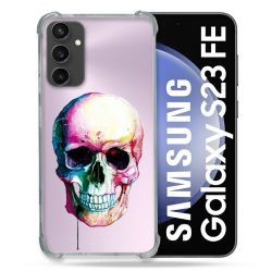 Coque Renforcée En Verre Trempé Transparent PourSamsung Galaxy S23 FE Skull Head Crane Colore