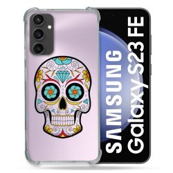 Coque Renforcée En Verre Trempé Transparent PourSamsung Galaxy S23 FE Tete Mort Color