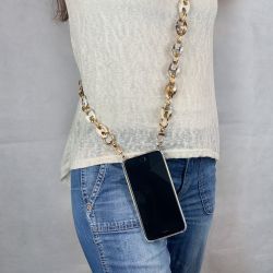 Coque Renforcée En Verre Trempé Transparent PourSamsung Galaxy S23 FE Lanière / Cordon Anneaux Marbre Blanc Marron