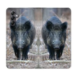 Housse Cuir Portefeuille Pour Samsung Galaxy A25 5G Chasse Sanglier Pin