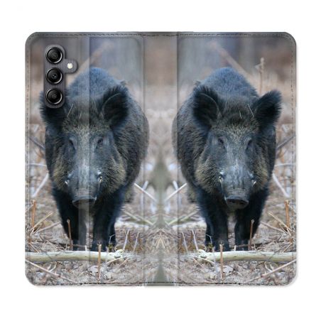 Housse Cuir Portefeuille Pour Samsung Galaxy A25 5G Chasse Sanglier Pin