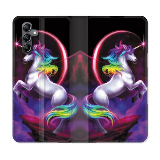 Housse Cuir Portefeuille Pour Samsung Galaxy A25 5G Fantastique Licorne Arc en ciel