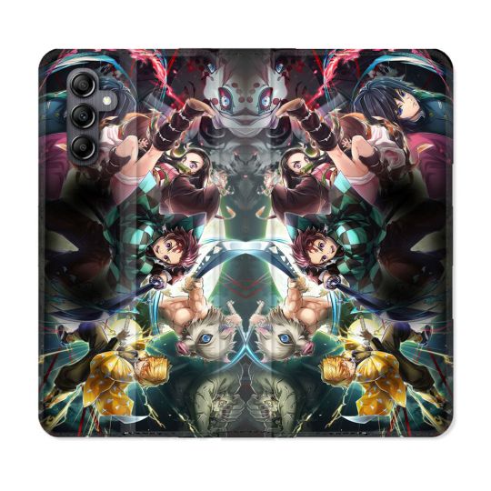 Housse Cuir Portefeuille Pour Samsung Galaxy A25 5G Manga Demon Slayer Groupe