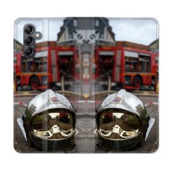 Housse Cuir Portefeuille Pour Samsung Galaxy A25 5G Pompier Casque Camion