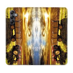 Housse Cuir Portefeuille Pour Samsung Galaxy A05S Agriculture Tracteur Color