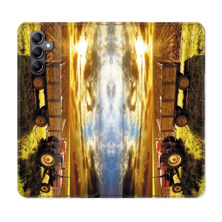 Housse Cuir Portefeuille Pour Samsung Galaxy A05S Agriculture Tracteur Color