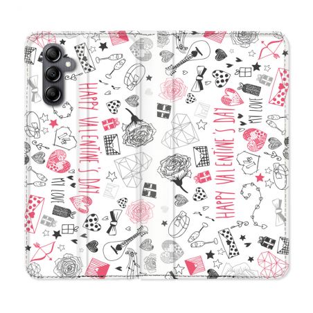 Housse Cuir Portefeuille Pour Samsung Galaxy A05S Amour Valentines