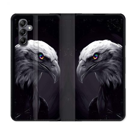 Housse Cuir Portefeuille Pour Samsung Galaxy A05S Animal Aigle Royal Noir