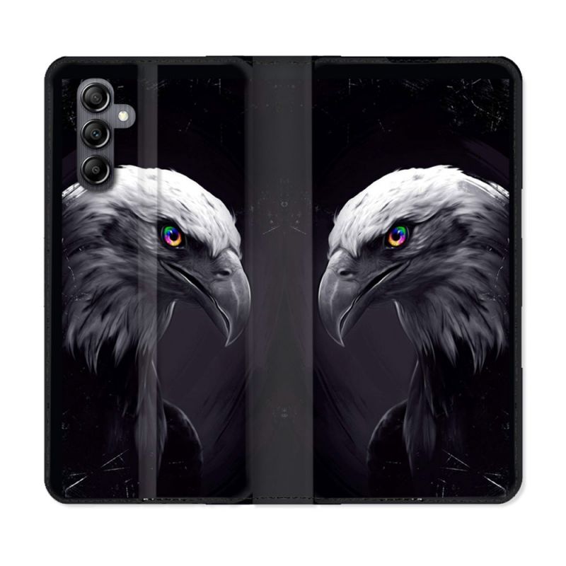 Housse Cuir Portefeuille Pour Samsung Galaxy A05S Animal Aigle Royal Noir