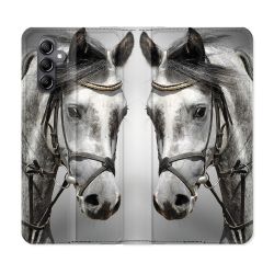 Housse Cuir Portefeuille Pour Samsung Galaxy A05S Animal Cheval Blanc