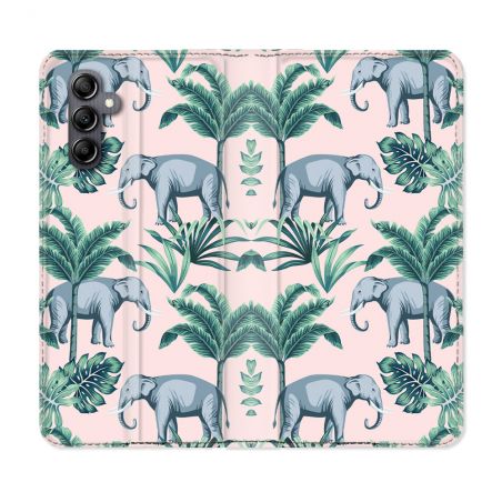 Housse Cuir Portefeuille Pour Samsung Galaxy A05S Animal Elephant Pattern