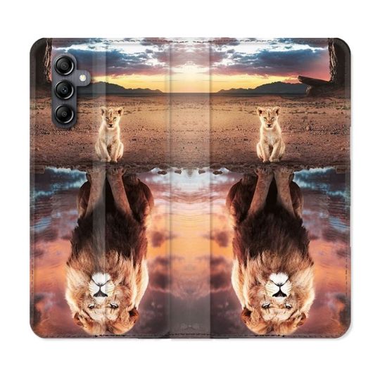 Housse Cuir Portefeuille Pour Samsung Galaxy A05S Animal Lion Reflet