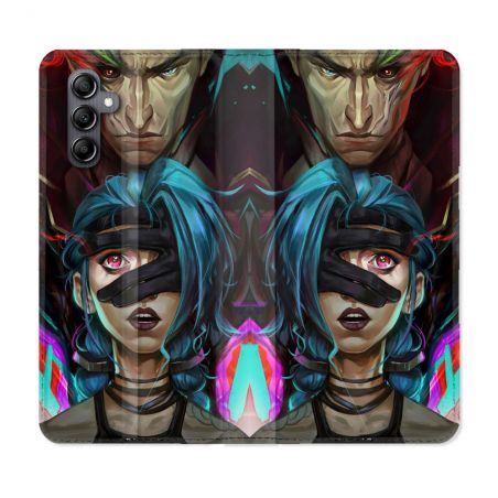 Housse Cuir Portefeuille Pour Samsung Galaxy A25 5G Arcane Jynx Bleu