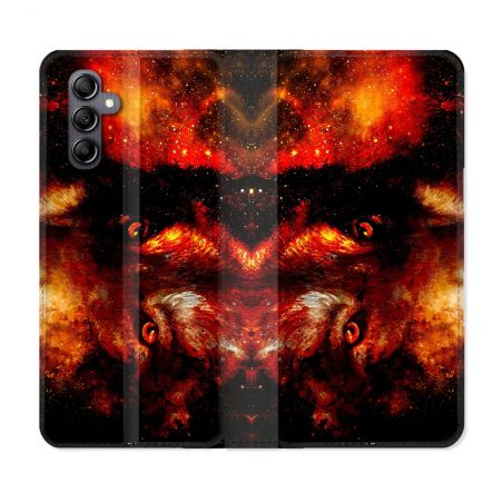 Housse Cuir Portefeuille Pour Samsung Galaxy A05S Animal Loup Espace