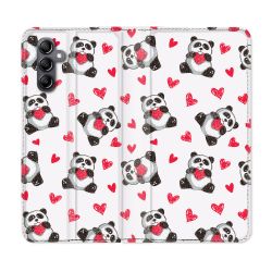Housse Cuir Portefeuille Pour Samsung Galaxy A05S Animal Panda Cœur