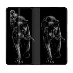 Housse Cuir Portefeuille Pour Samsung Galaxy A05S Animal Panthère Noire