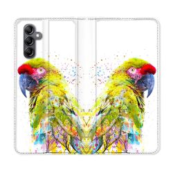 Housse Cuir Portefeuille Pour Samsung Galaxy A05S Animal Perroquet Jaune