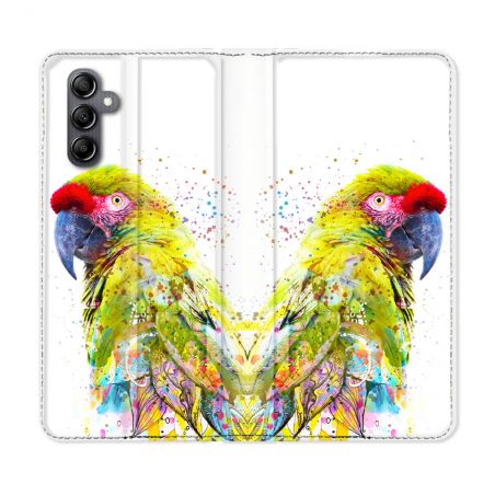 Housse Cuir Portefeuille Pour Samsung Galaxy A05S Animal Perroquet Jaune