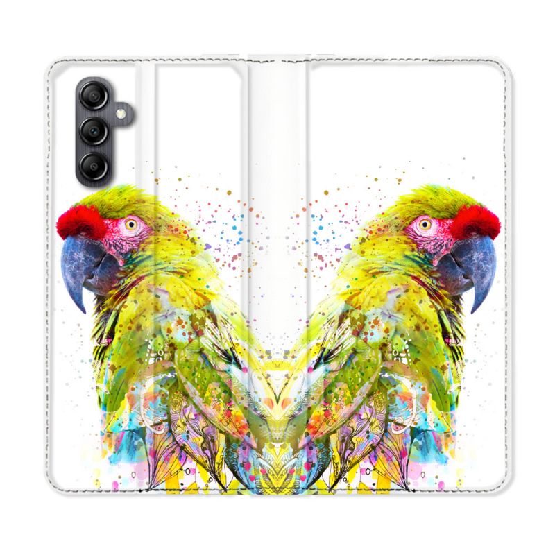 Housse Cuir Portefeuille Pour Samsung Galaxy A05S Animal Perroquet Jaune