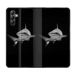 Housse Cuir Portefeuille Pour Samsung Galaxy A05S Animal Requin Sombre