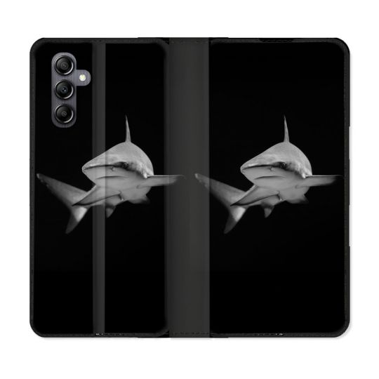 Housse Cuir Portefeuille Pour Samsung Galaxy A05S Animal Requin Sombre