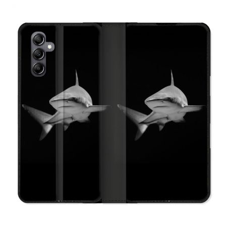 Housse Cuir Portefeuille Pour Samsung Galaxy A05S Animal Requin Sombre