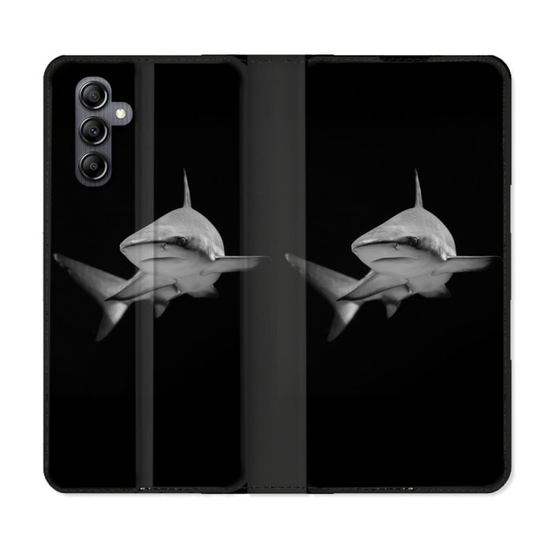 Housse Cuir Portefeuille Pour Samsung Galaxy A05S Animal Requin Sombre