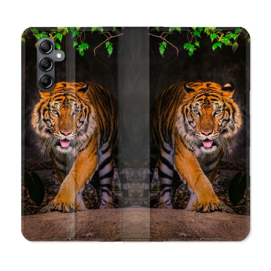 Housse Cuir Portefeuille Pour Samsung Galaxy A05S Animal Tigre Jungle