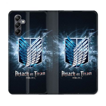Housse Cuir Portefeuille Pour Samsung Galaxy A05S Manga Attaque Titans Noir
