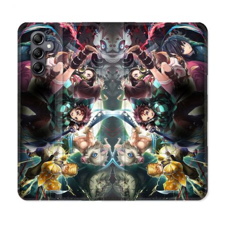 Housse Cuir Portefeuille Pour Samsung Galaxy A05S Manga Demon Slayer Groupe