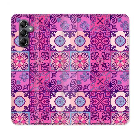 Housse Cuir Portefeuille Pour Samsung Galaxy A25 5G Texture Carreau Ciment Violet