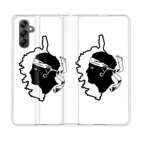 Housse Cuir Portefeuille Pour Samsung Galaxy A25 5G Voyage Corse Blanc