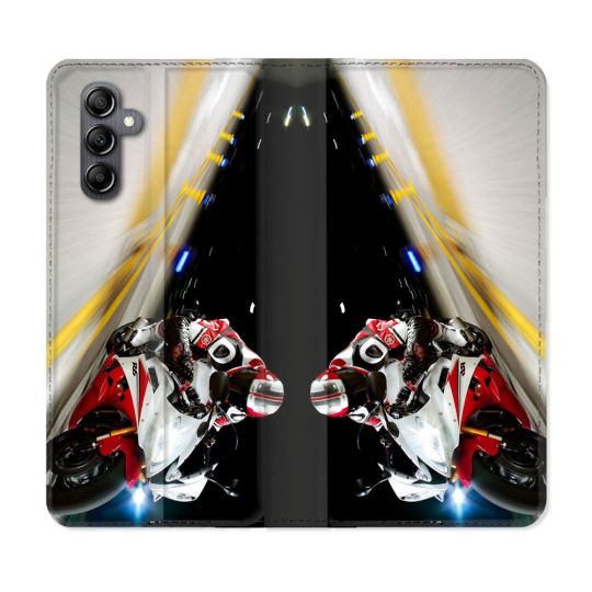 Housse Cuir Portefeuille Pour Samsung Galaxy A05S Moto Course GP R6