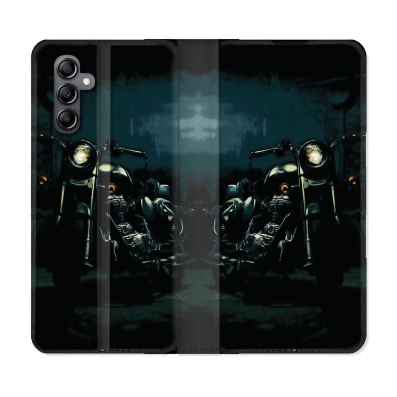 Housse Cuir Portefeuille Pour Samsung Galaxy A05S Moto Harley Vintage