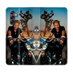 Housse Cuir Portefeuille Pour Samsung Galaxy A05S Musique Johnny Hallyday Moto
