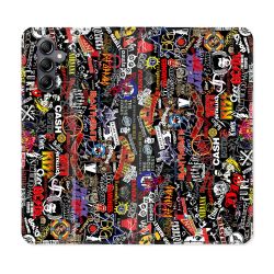 Housse Cuir Portefeuille Pour Samsung Galaxy A05S Musique Rock Groupe