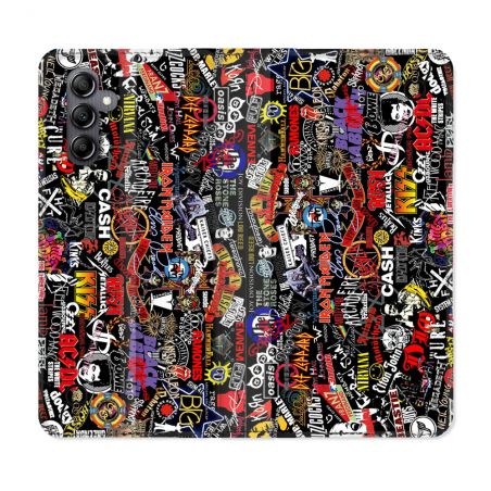 Housse Cuir Portefeuille Pour Samsung Galaxy A05S Musique Rock Groupe