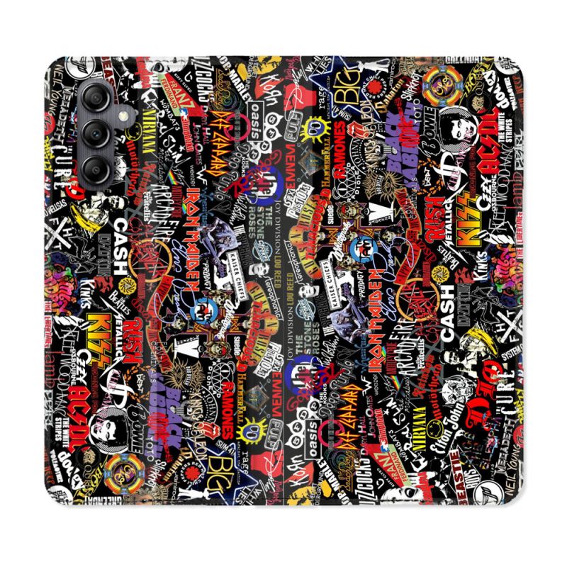 Housse Cuir Portefeuille Pour Samsung Galaxy A05S Musique Rock Groupe