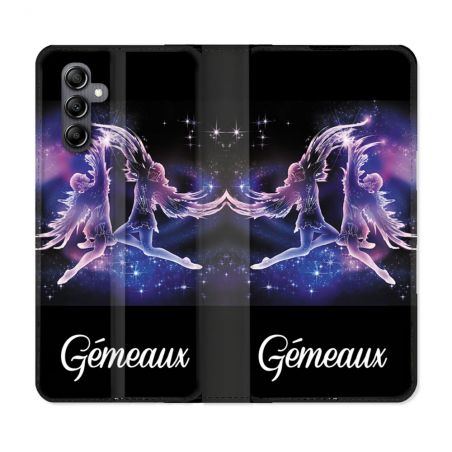 Housse Cuir Portefeuille Pour Samsung Galaxy A05S Signe Zodiaque 2 Gémeaux
