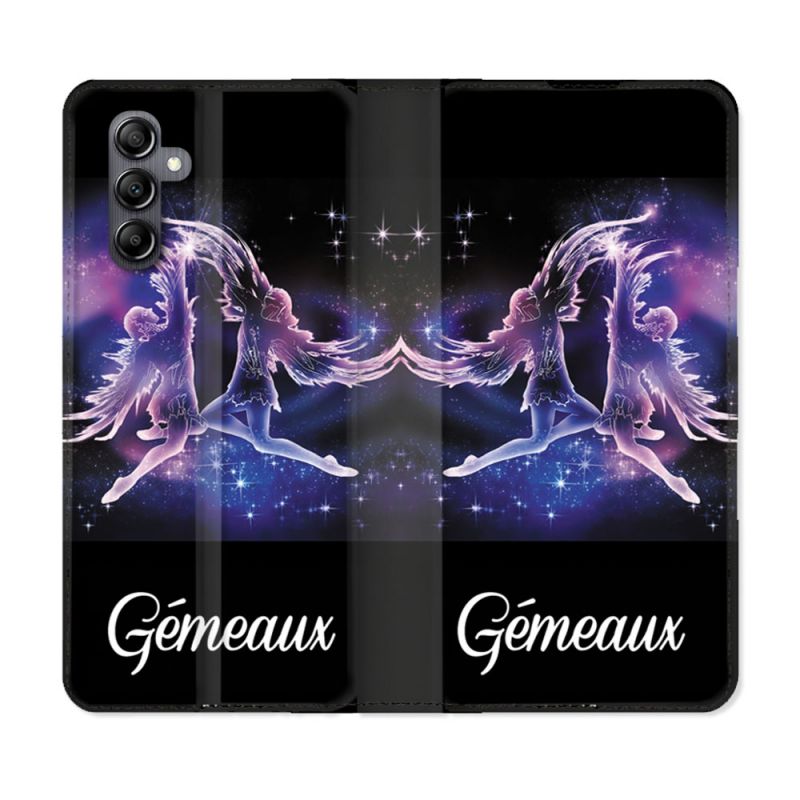 Housse Cuir Portefeuille Pour Samsung Galaxy A05S Signe Zodiaque 2 Gémeaux