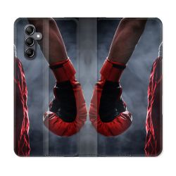Housse Cuir Portefeuille Pour Samsung Galaxy A05S Sport Boxe Gant Rouge